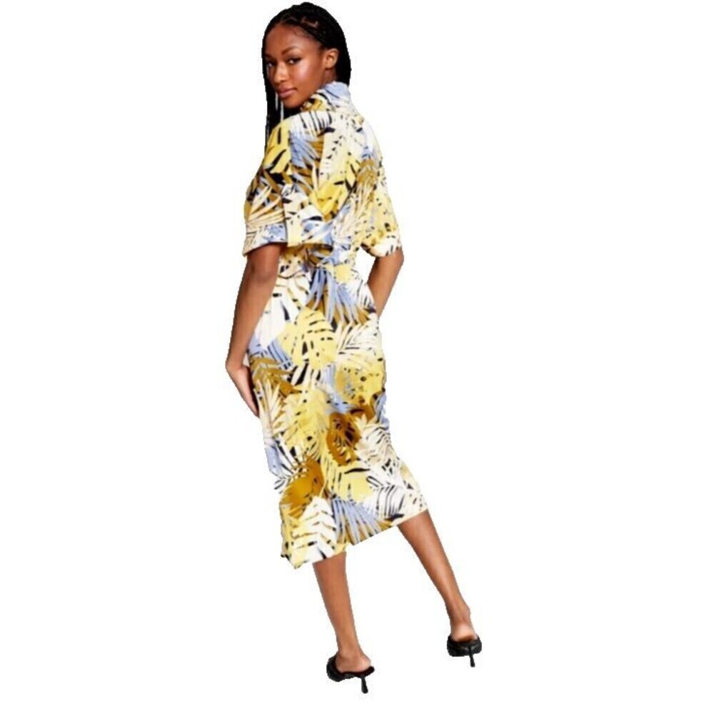 INC International Concepts Jeannie Mai X INC Midi‎ Dress Plus 0X Palm Print - Picture 2 of 12